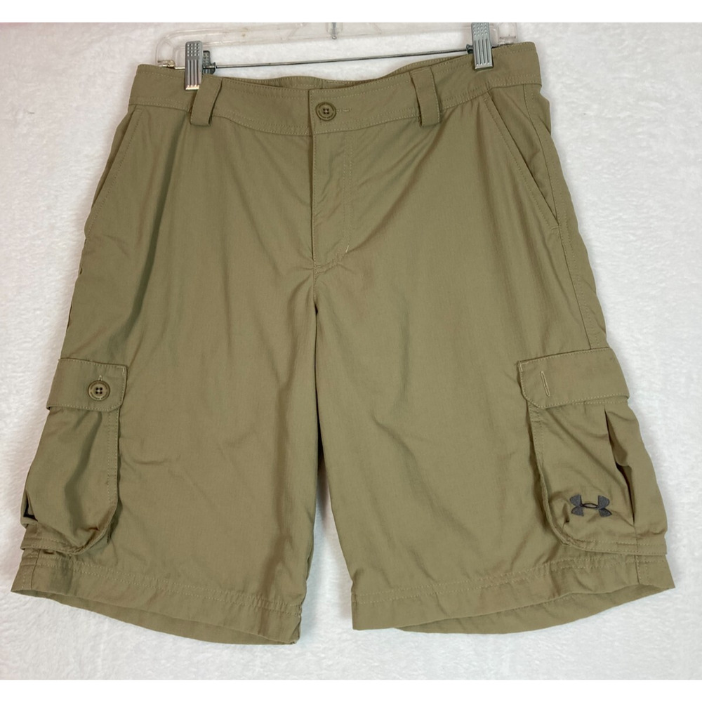 Under Armour Youth XL Khaki Nylon Hybrid Cargo Shorts Ripstop Hiking Outdoor